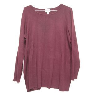 Whisper Knit By Louis Dell'Olio Long-Sleeve Tunic Sweater Burgundy Size XL